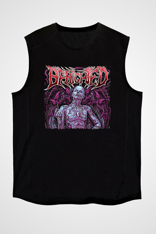 Benighted Baskılı Unisex Siyah Kolsuz Tişört - Tshirt