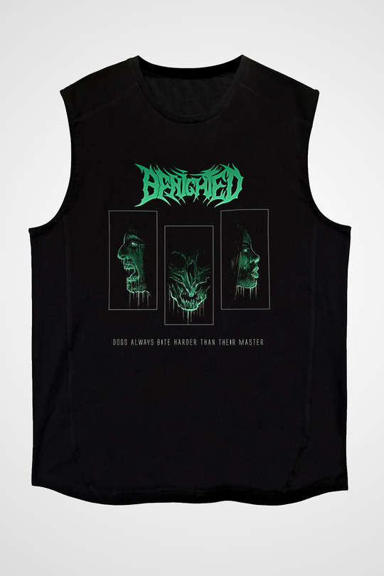 Benighted Baskılı Unisex Siyah Kolsuz Tişört - Tshirt