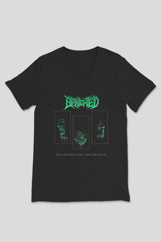 Benighted Baskılı Unisex Siyah V Yaka Tişört - Tshirt