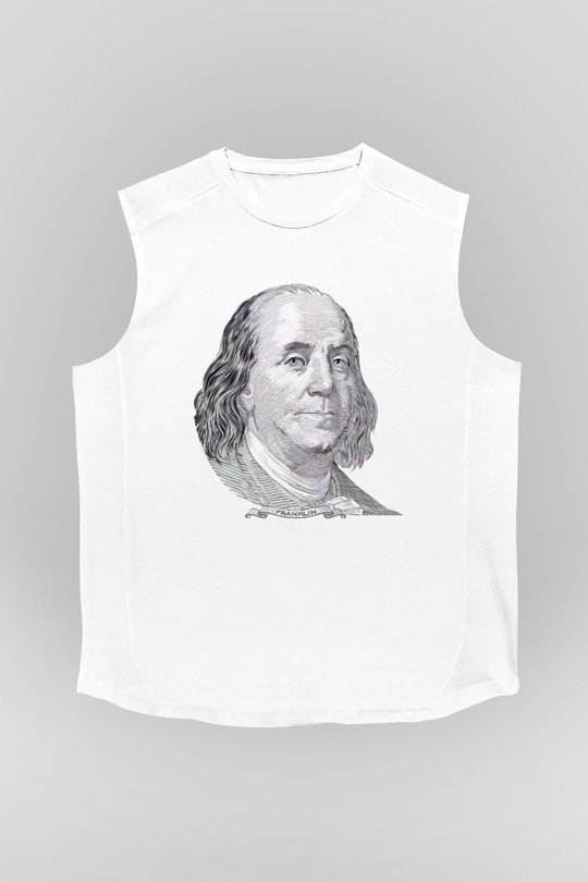 Benjamin Franklin Beyaz Unisex Kolsuz Tişört