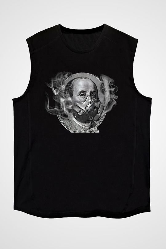 Benjamin Franklin Siyah Unisex Kolsuz Tişört