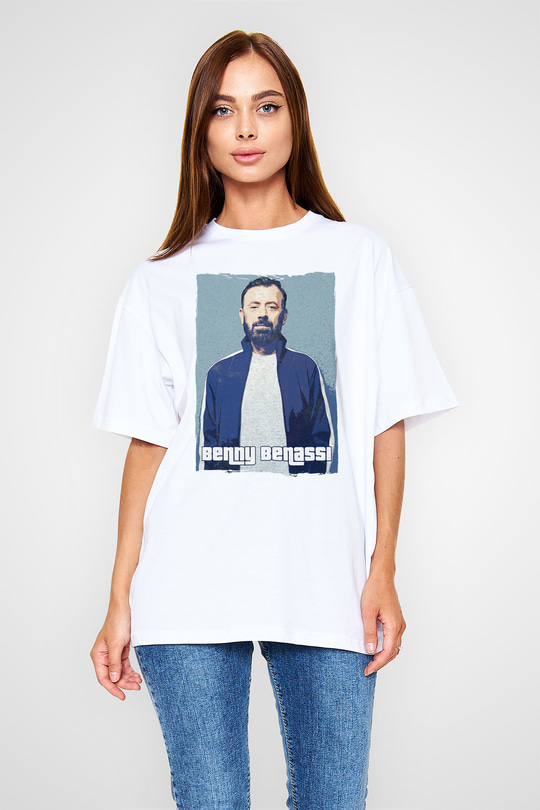Benny Benassi Beyaz Oversize Tişört Oversize T-shirt - TişörtFabrikası