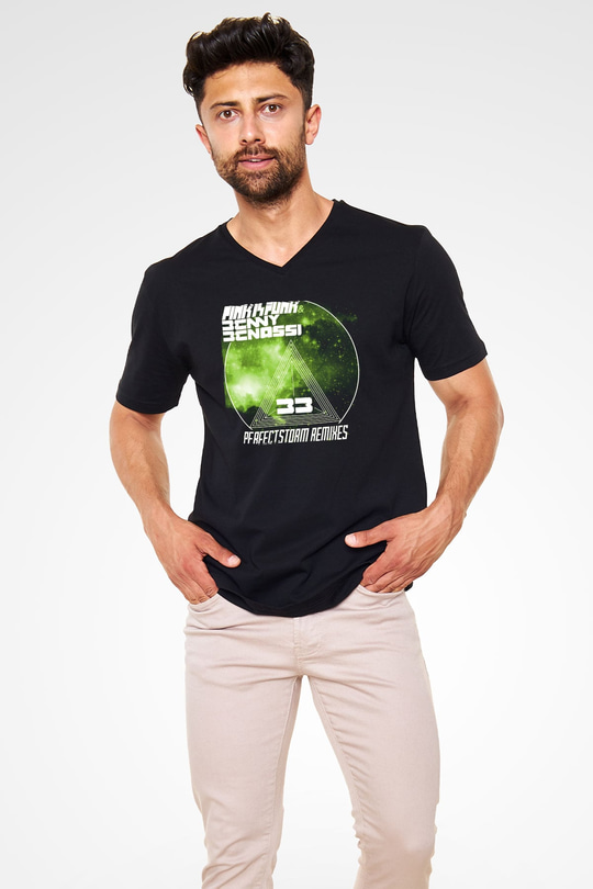 Benny Benassi Siyah Unisex V Yaka Tişört