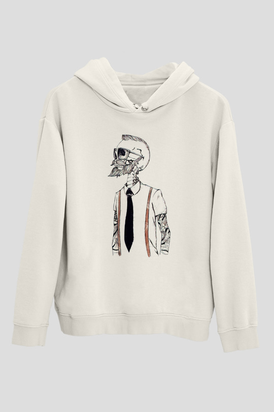 Berber Beyaz Unisex Kapşonlu Sweatshirt