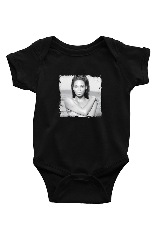 Beyonce Baskılı Unisex Siyah Bebek Body - Zıbın