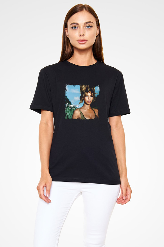 Beyonce Baskılı Unisex Siyah Tişört