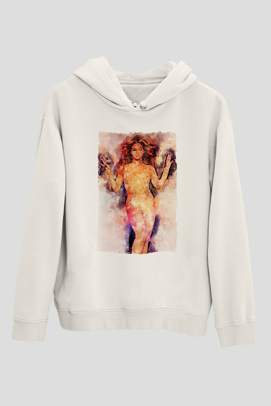 Beyonce Beyaz Unisex Kapüşonlu Sweatshirt