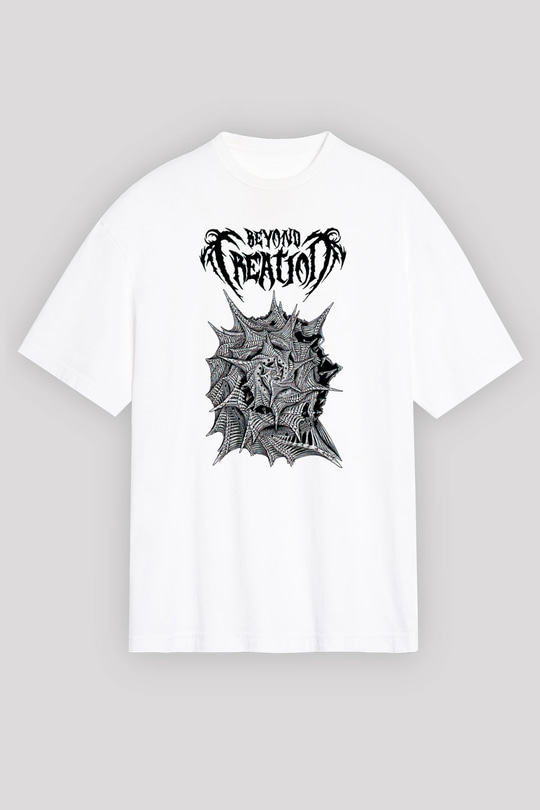 Beyond Creation Baskılı Beyaz Unisex Oversize Tişört - Tshirt
