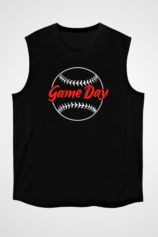 Beyzbol - Baseball Baskılı Unisex Siyah Kolsuz Tişört