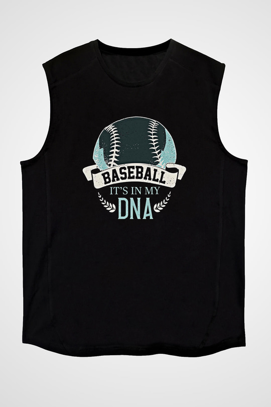 Beyzbol - Baseball Baskılı Unisex Siyah Kolsuz Tişört