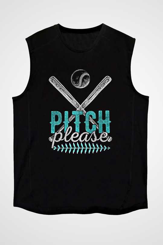 Beyzbol - Baseball Baskılı Unisex Siyah Kolsuz Tişört