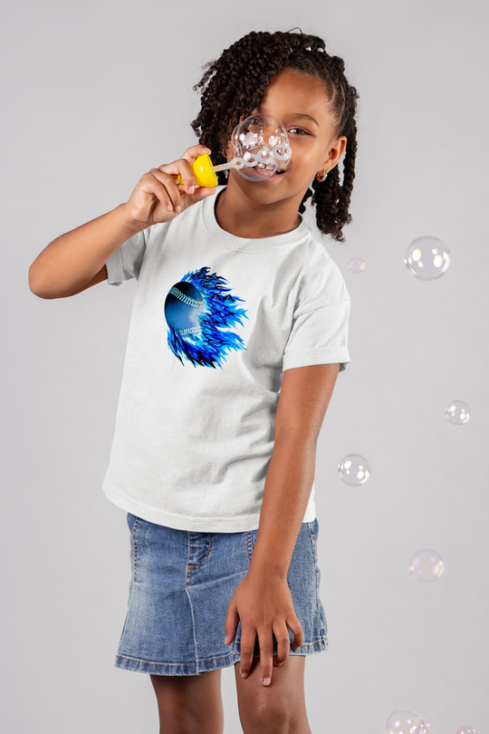 Beyzbol Baskılı Unisex Beyaz Çocuk Tişört - Tshirt