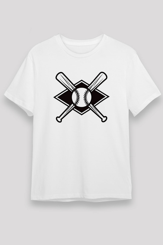Beyzbol Baskılı Unisex Beyaz Tişört - Tshirt