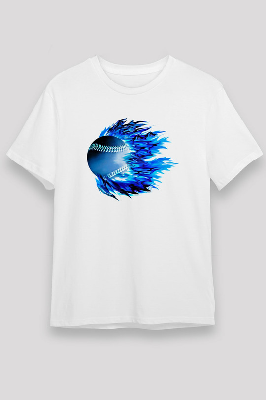 Beyzbol Baskılı Unisex Beyaz Tişört - Tshirt