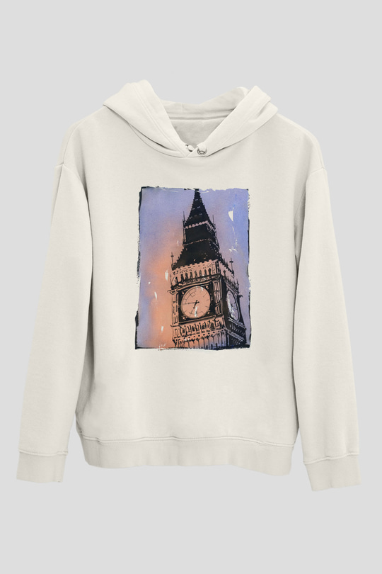 Big Ben Beyaz Unisex Hoodie