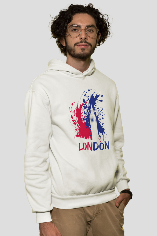 Big Ben Beyaz Unisex Hoodie