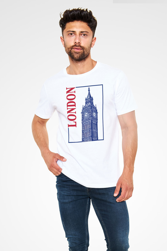 Big Ben Beyaz Unisex Tişört T-Shirt - TişörtFabrikası