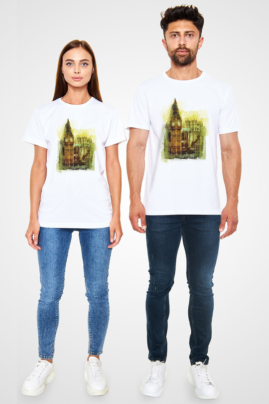 Big Ben Beyaz Unisex Tişört T-Shirt - TişörtFabrikası