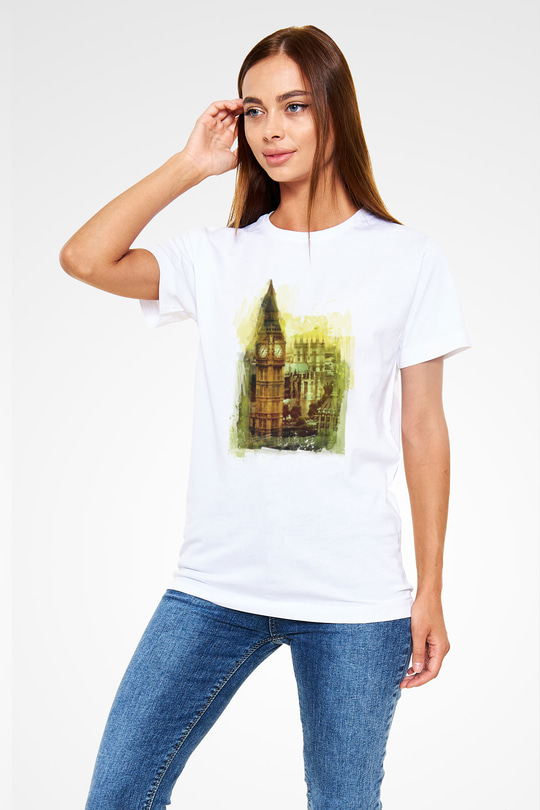 Big Ben Beyaz Unisex Tişört T-Shirt - TişörtFabrikası