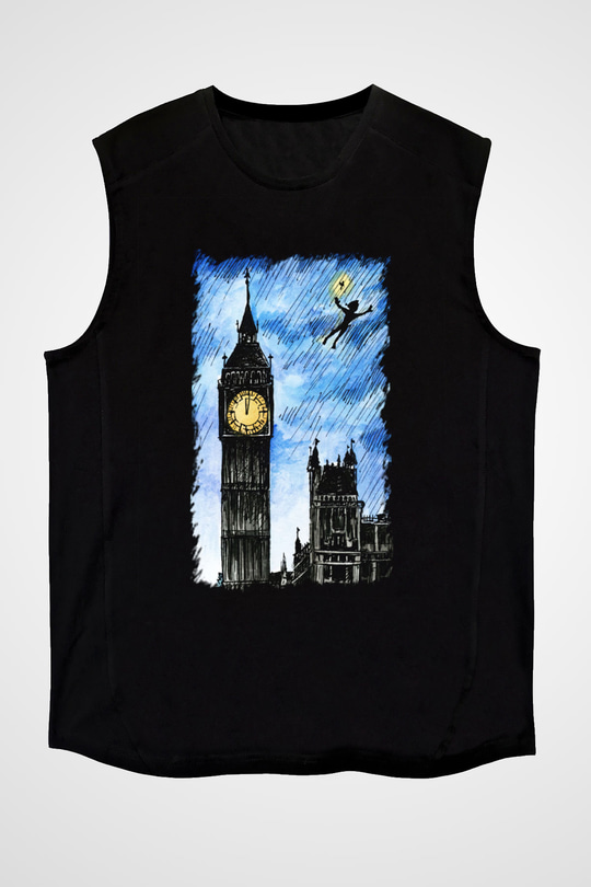 Big Ben Siyah Unisex Kolsuz Tişört