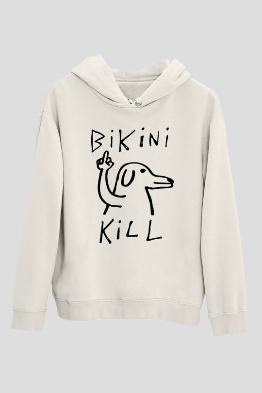 Bikini Kill Baskılı Beyaz Unisex Kapüşonlu Sweatshirt