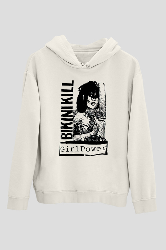 Bikini Kill Baskılı Beyaz Unisex Kapüşonlu Sweatshirt