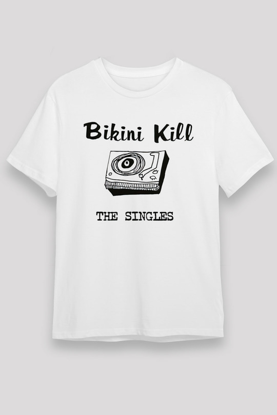 Bikini Kill Baskılı Unisex Beyaz Tişört - Tshirt