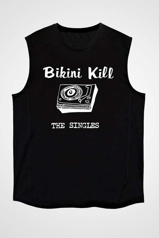 Bikini Kill Baskılı Unisex Siyah Kolsuz Tişört - Tshirt
