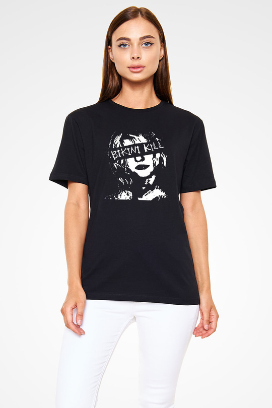 Bikini Kill Baskılı Unisex Siyah Tişört - Tshirt