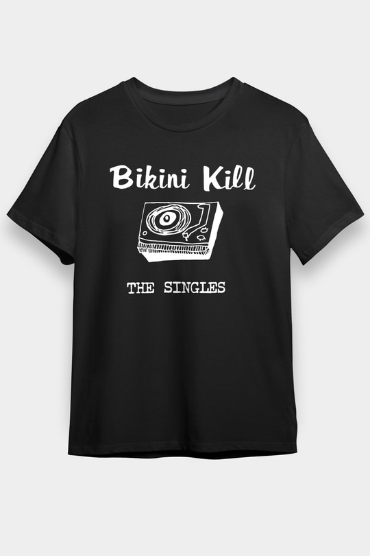Bikini Kill Baskılı Unisex Siyah Tişört - Tshirt