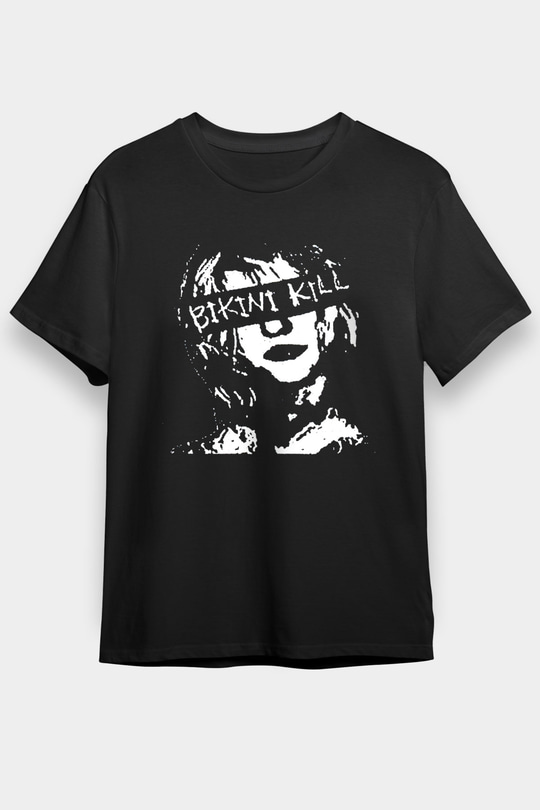 Bikini Kill Baskılı Unisex Siyah Tişört - Tshirt