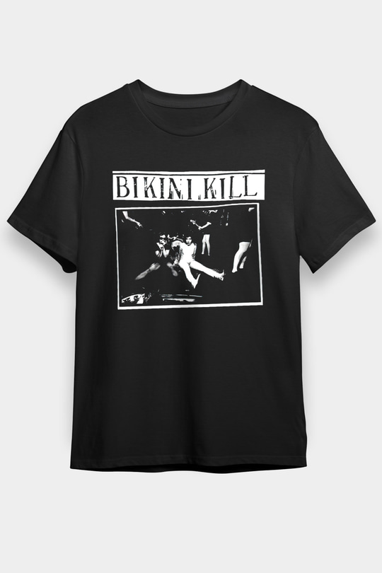 Bikini Kill Baskılı Unisex Siyah Tişört - Tshirt