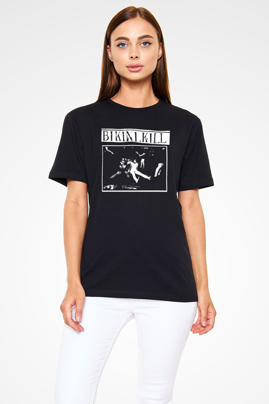 Bikini Kill Baskılı Unisex Siyah Tişört - Tshirt
