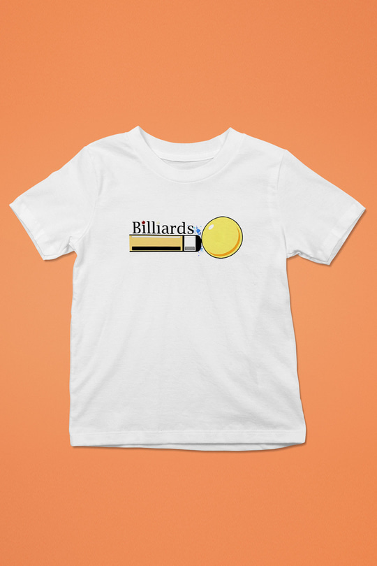 Bilardo Baskılı Beyaz Unisex Çocuk Tişört