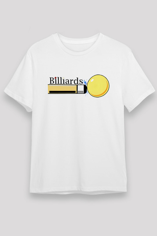 Bilardo Beyaz Unisex Tişört T-Shirt - TişörtFabrikası