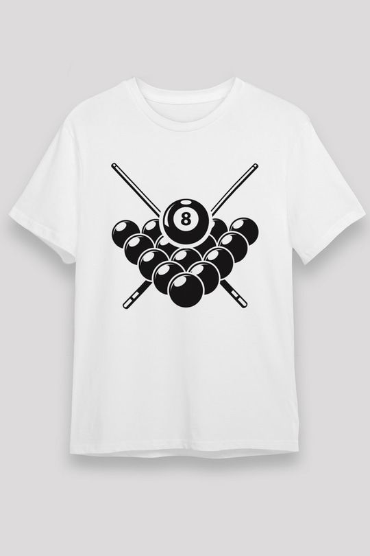 Bilardo Beyaz Unisex Tişört T-Shirt - TişörtFabrikası