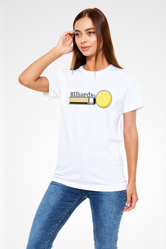 Bilardo Beyaz Unisex Tişört T-Shirt - TişörtFabrikası