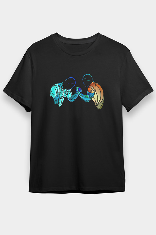 Bilek Güreşi - Arm Wrestling Baskılı Unisex Siyah Tişört - Tshirt