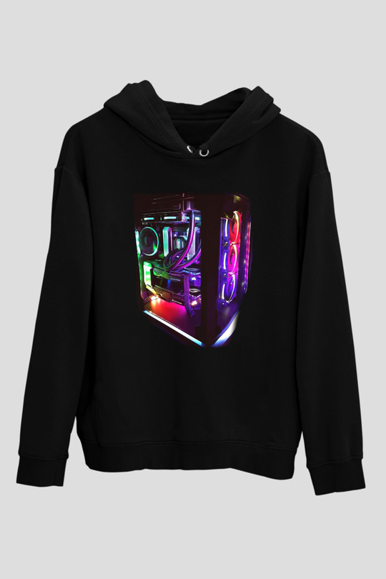 Bilgisayar programcısı Siyah Unisex Kapşonlu Sweatshirt