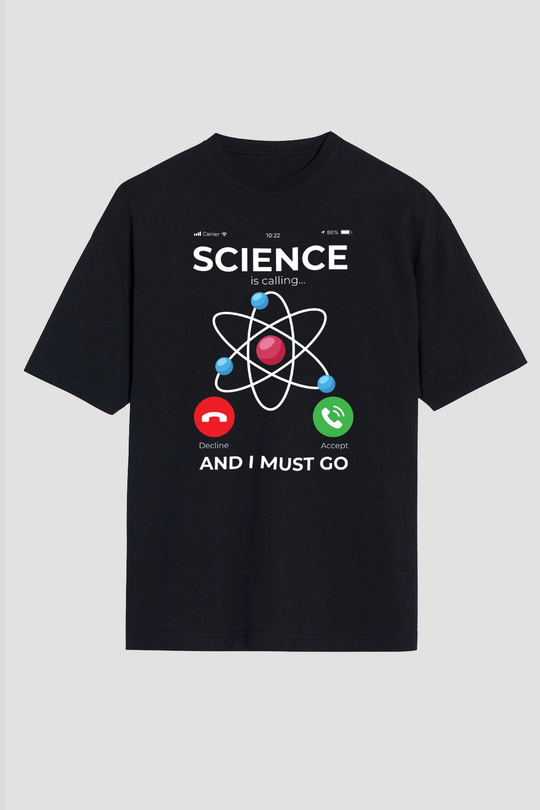 Bilim Arıyor Baskılı Unisex Oversize Tişört - Tshirt