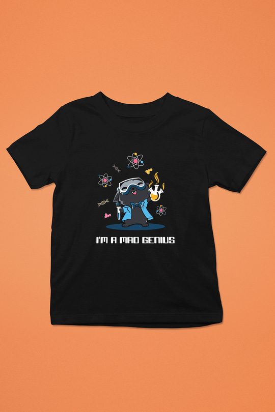 Bilim Kimya Biyoloji Baskılı Unisex Siyah Çocuk Tişörtü - Tshirt
