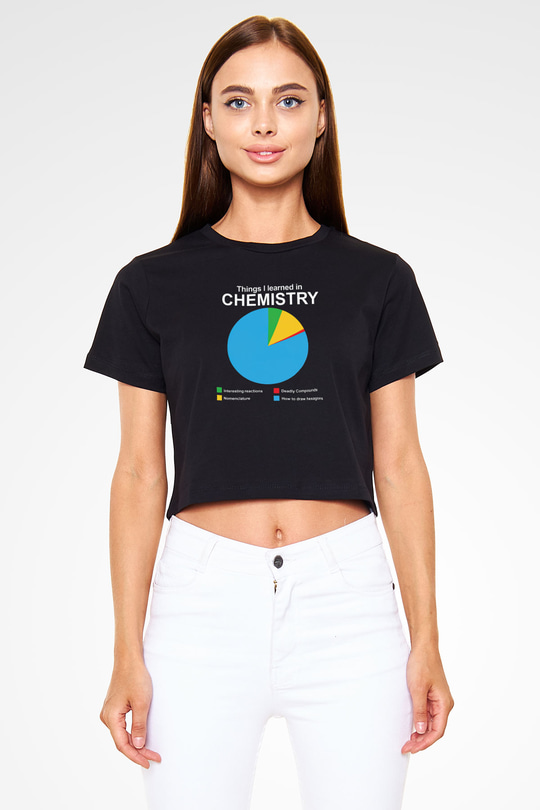 Bilim Kimya Grafik Baskılı Crop Top Kadın Tİşört - Tshirt