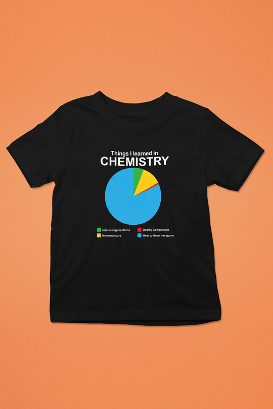 Bilim Kimya Grafik Baskılı Unisex Siyah Çocuk Tişörtü - Tshirt