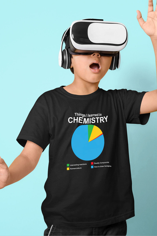 Bilim Kimya Grafik Baskılı Unisex Siyah Çocuk Tişörtü - Tshirt