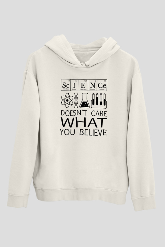 Bilim Laboratuar Araçları Baskılı Unisex Ekru Hoodie