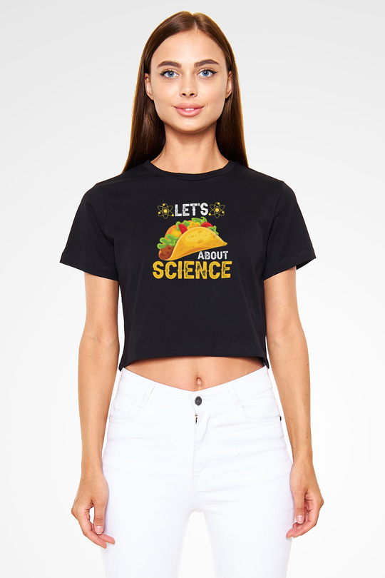 Bilim Sandviç Baskılı Crop Top Kadın Tİşört - Tshirt