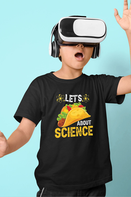 Bilim Sandviç Baskılı Unisex Siyah Çocuk Tişörtü - Tshirt