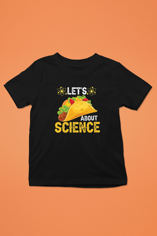 Bilim Sandviç Baskılı Unisex Siyah Çocuk Tişörtü - Tshirt