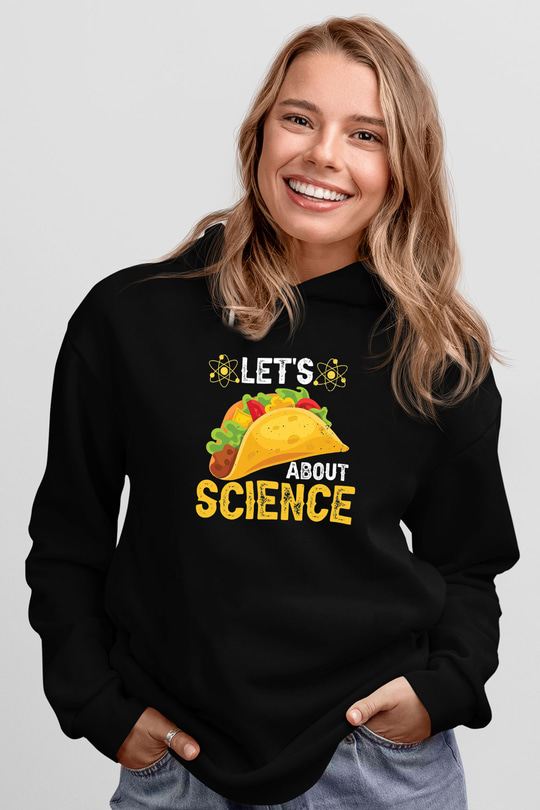 Bilim Sandviç Baskılı Unisex Siyah Hoodie