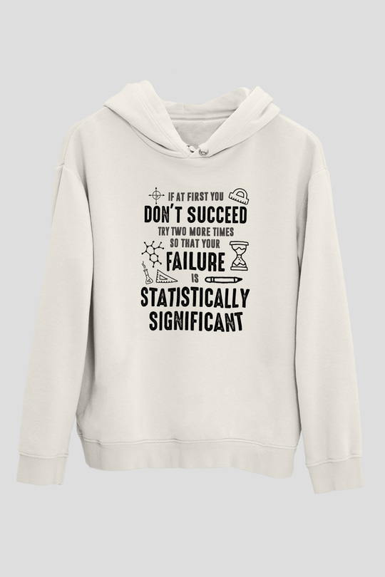 Bilim Yazı Baskılı Unisex Ekru Hoodie